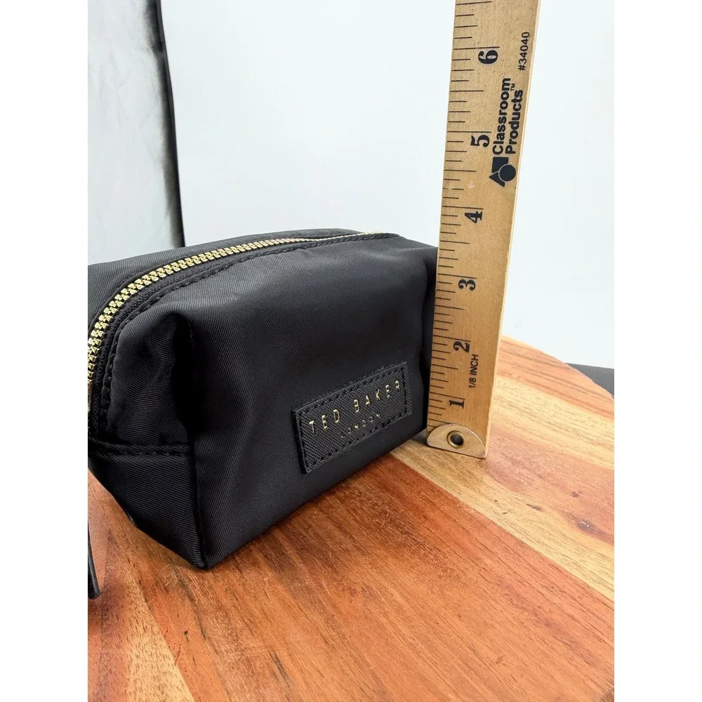 Ted Baker London Cosmetic Bag Women Small Black Floral Lining Nylon Pouch